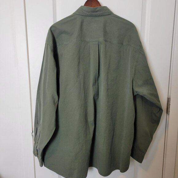 Carhartt Work Shirt Men's 2XL Olive Green Button Down Long Sleeve Heavyweight - Picture 2 of 6